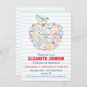 Colorful Teachers Apple Retirement Party Invite Kaart (Voorkant / Achterkant)