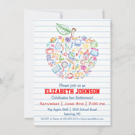 Colorful Teachers Apple Retirement Party Invite Kaart