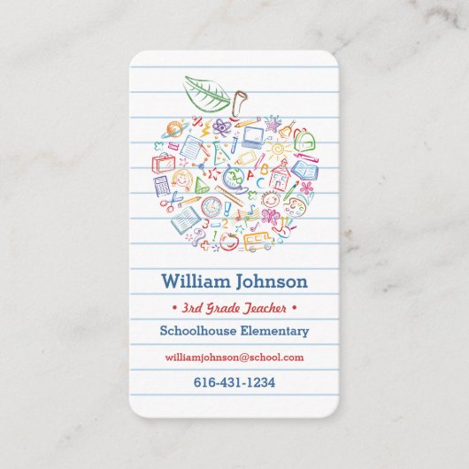 Colorful Teachers Apple Visitekaartje (Voorkant)