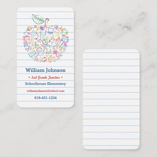 Colorful Teachers Apple Visitekaartje (Voorkant / Achterkant)