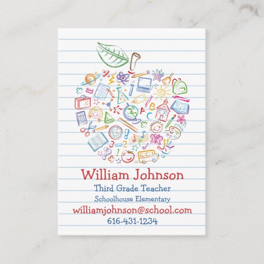 Colorful Teachers Apple Visitekaartje (Voorkant)