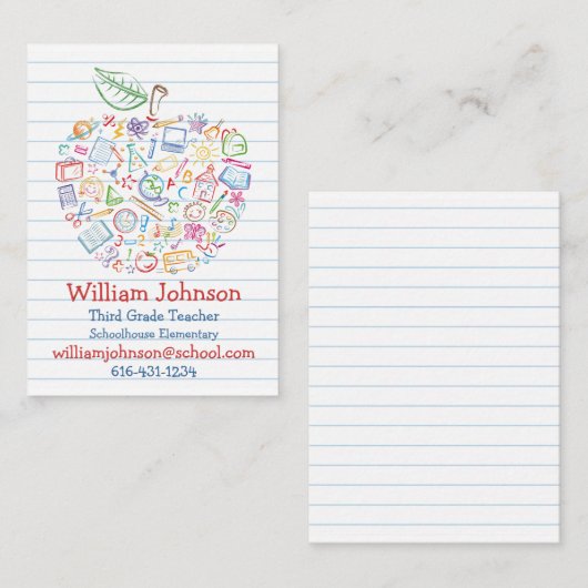 Colorful Teachers Apple Visitekaartje (Voorkant / Achterkant)