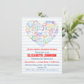 Colorful Teachers Heart Retirement Party Invite Kaart (Staand voorkant)