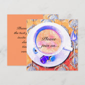 Colorful teacup tea party-uitnodiging kaart (Voorkant / Achterkant)