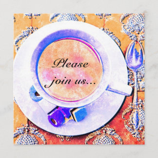 Colorful teacup tea party-uitnodiging kaart