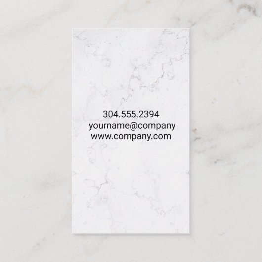 Colorful Teapot | Witte marmer | Groen leder Visitekaartje (Achterkant)