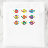 COLORFUL TEAPOTS RECHTHOEKIGE STICKER (Tas)