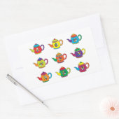 COLORFUL TEAPOTS RECHTHOEKIGE STICKER (Envelop)