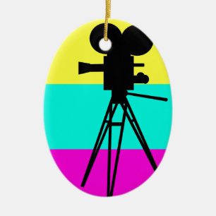 Colorful Technicolor Camera Silhouette Ornament