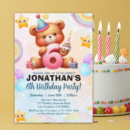Colorful Teddy Bear Birthday 6 for Boy's Kaart