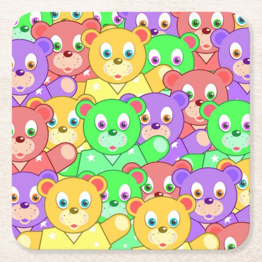 COLORFUL TEDDY BEARS KARTONNEN ONDERZETTERS (Voorkant)