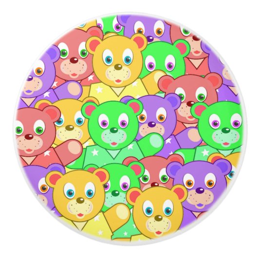 COLORFUL TEDDY BEARS KERAMISCHE KNOP (Voorkant)