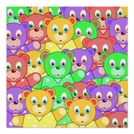 COLORFUL TEDDY BEARS PERFECT POSTER (Voorkant)