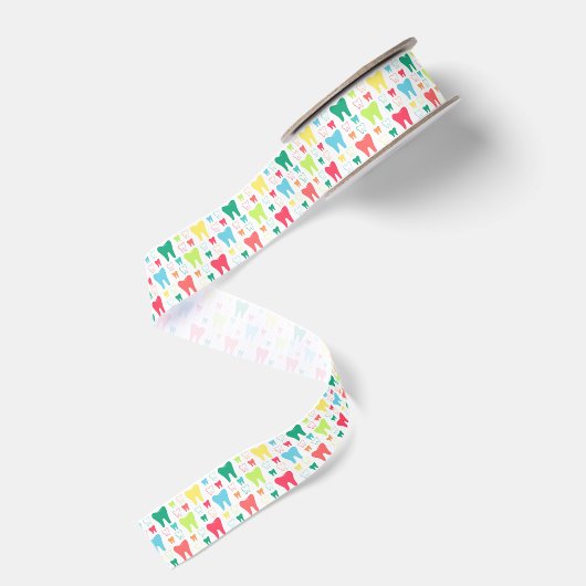 Colorful Teeth Pattern Grosgrain Lint (Achterkant)