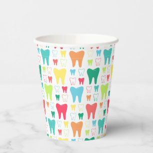 Colorful Teeth Pattern Papieren Bekers