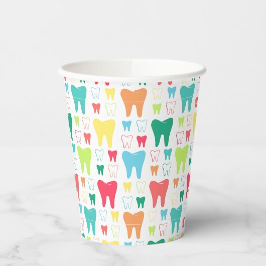 Colorful Teeth Pattern Papieren Bekers (Links)