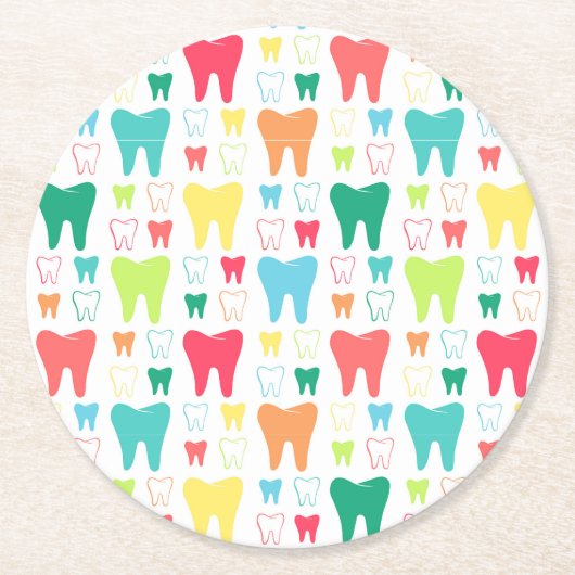 Colorful Teeth Pattern Ronde Kartonnen Onderzetter (Voorkant)