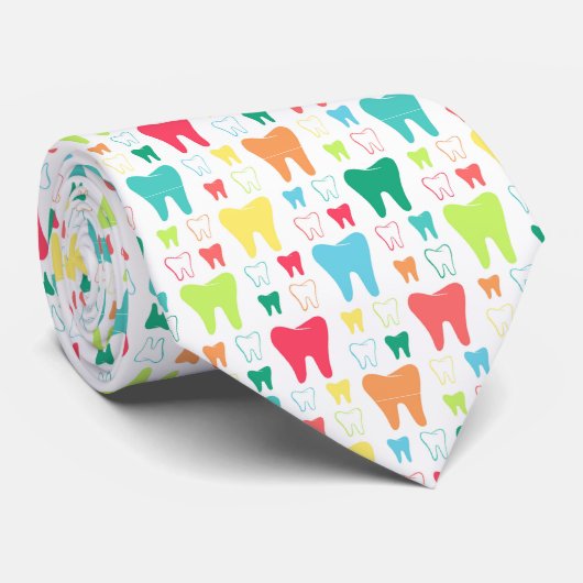 Colorful Teeth Pattern Stropdas (Opgerold)