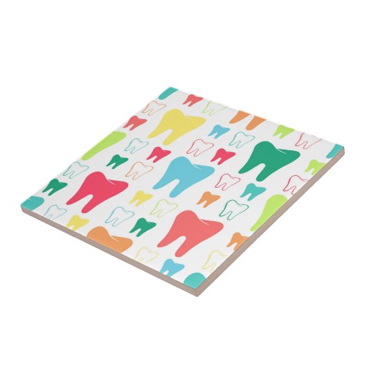 Colorful Teeth Pattern Tegeltje (Zijkant)