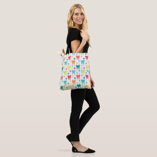 Colorful Teeth Pattern Tote Bag (Op model)