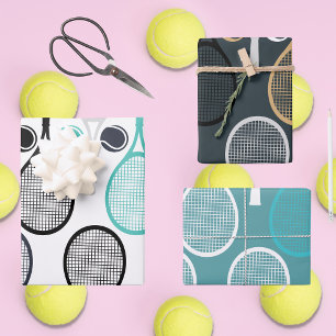 Colorful Tennis Ball Racket Pattern Player Gift Inpakpapier Vel