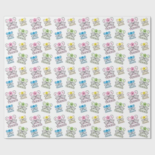 Colorful Tennis Game - Monogram Cadeaupapier (Vlak)