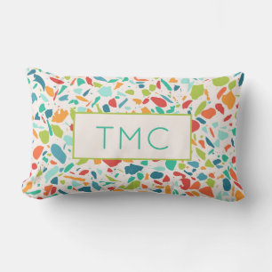 Colorful Terrazzo Architecture Monogram Initialen Kussen
