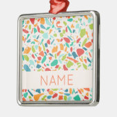 Colorful Terrazzo Pattern Name Architecture Fun Metalen Ornament (Links)