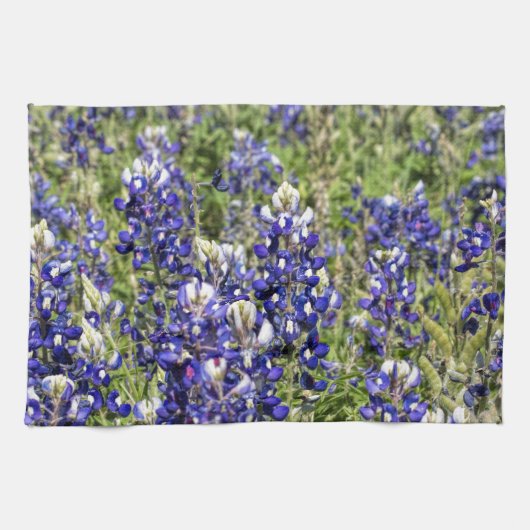Colorful Texas Bluebonnets - Lupinus texensis Theedoek (Horizontaal)