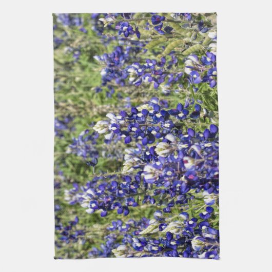 Colorful Texas Bluebonnets - Lupinus texensis Theedoek (Verticaal)