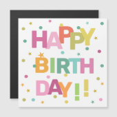Colorful Text Confetti and Stars Happy Birthday (Voorkant / Achterkant)