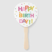 Colorful Text Confetti and Stars Happy Birthday Handwaaier (Voorkant)