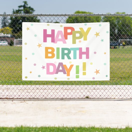 Colorful Text Confetti and Stars Happy Birthday Spandoek (Insitu)