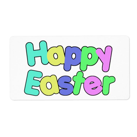 Colorful Text Happy Easter Etiket (Voorkant)