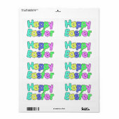 Colorful Text Happy Easter Etiket (Full Sheet)