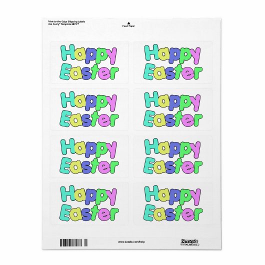 Colorful Text Happy Easter   Etiket (Full Sheet)