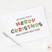Colorful text vrolijk kerstgeluk nieuwjaar rechthoekige sticker (Envelop)