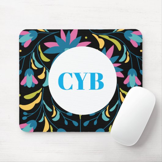 Colorful Textile Pattern Monogram Mousepad Muismat (Met muis)