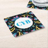 Colorful Textile Pattern Monogram Onderzetter (Schuin)