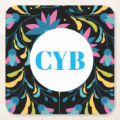 Colorful Textile Pattern Monogram Onderzetter (Voorkant)