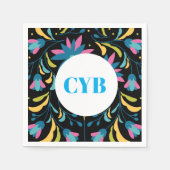 Colorful Textile Pattern Monogram Paper Napkins Servet (Voorkant)