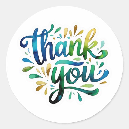 Colorful Thank You Classic Round Sticker (Voorkant)