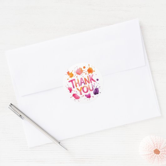 Colorful Thank You Classic Round Sticker (Envelop)
