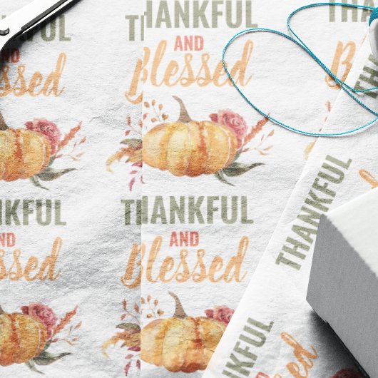 Colorful Thankful and Bless with Pumpkin Gift Cadeaupapier
