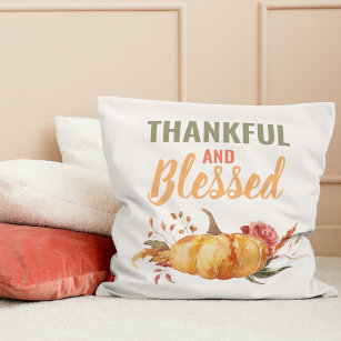 Colorful Thankful and Bless with Pumpkin Gift Kussen
