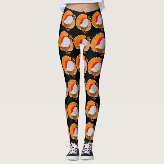Colorful Thanksgiving Turkey Pattern Leggings (Voorkant)