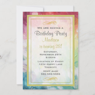 Colorful Thick Abstract Paint Birthday Party Kaart