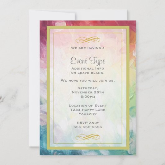 Colorful Thick Abstract Paint Generic Party Kaart (Voorkant)