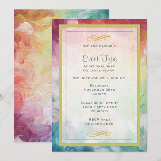 Colorful Thick Abstract Paint Generic Party Kaart (Voorkant / Achterkant)