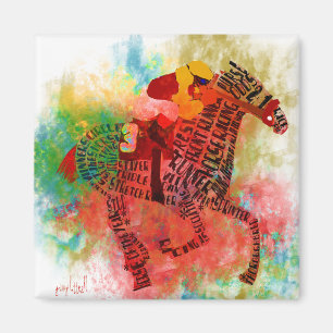 Colorful Thoroughbred in Typografie Magneet
